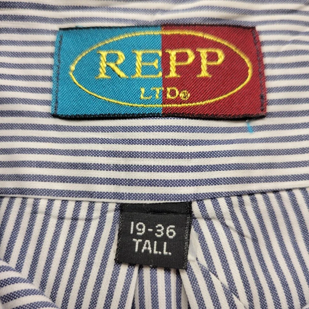 REPP LTD gray pinstripe long sleeve dress shirt size 19/36 4XL